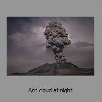 Ash cloud at night